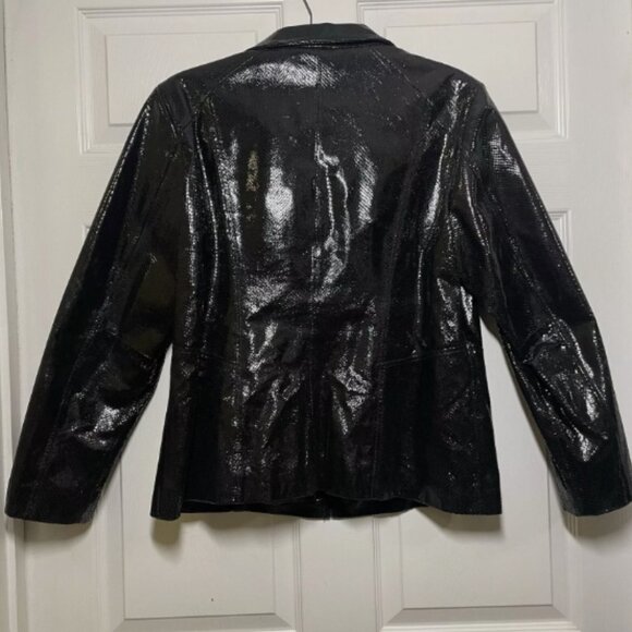 Preston & York Womens Vintage Large Leather Jacket Snake skin style Full Zip - Picture 2 of 5